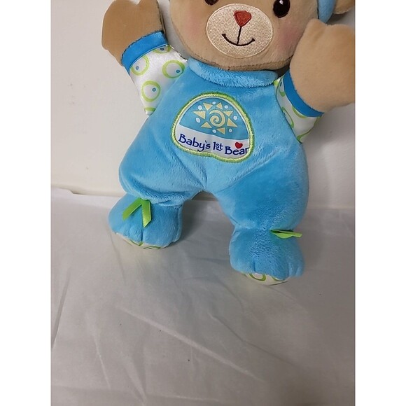 Fisher Price Baby's 1st First Teddy Bear 11" Blue Lovey Plush Toy Boy Rattle - Picture 5 of 16